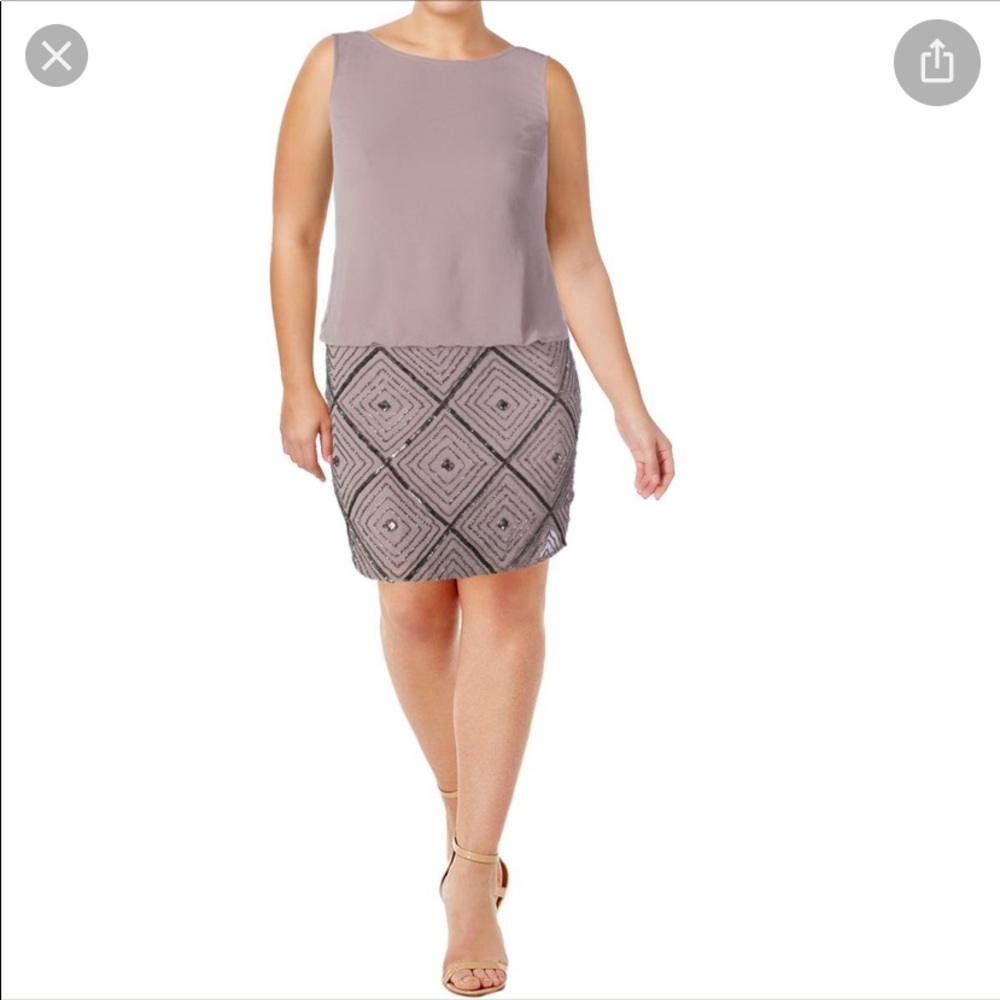 Adrianna Papell Beaded Cocktail Party Dress 14 NWT